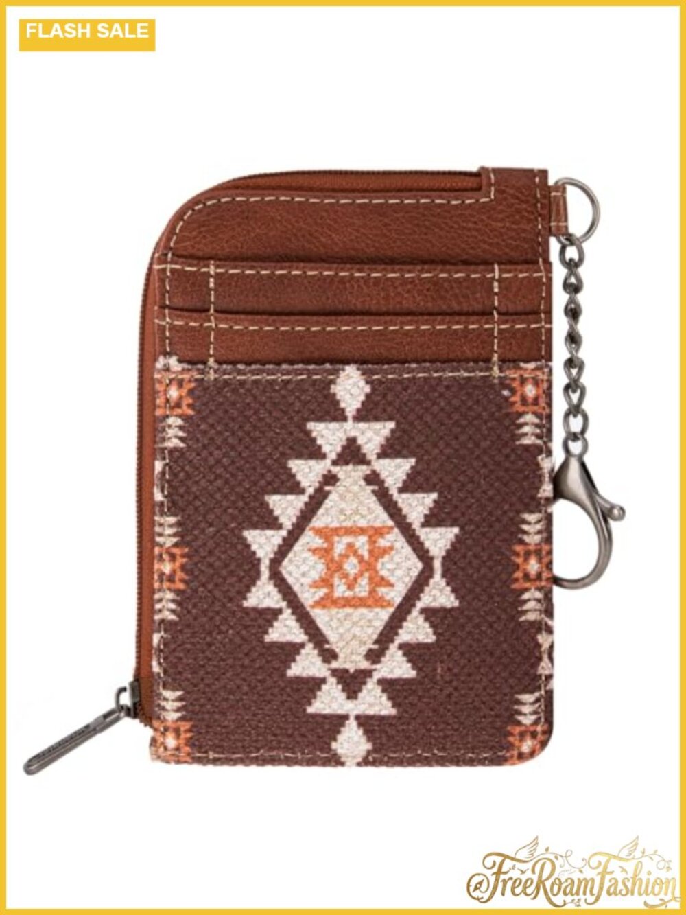 RFID Blocking Keychain Wallet Aztec Western Card Holder Slim Compact